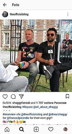 Auch der legendäre Sting reposted Beiträge von mir
