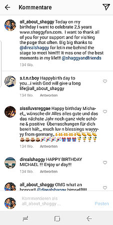 Shaggy gratuliert zum Geburtstag