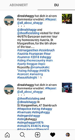 Shaggy repostet meine Beiträge auf IG ...